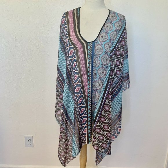 Tops - Womans BOHO poncho top caftan Sheer One Size festival top